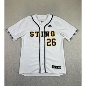 Georgia Tech Yellow Jackets Jersey Mens 44 White Baseball Adidas Button Front 26